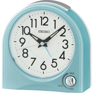 SEIKO QHE204LLH Dome Non Ticking Bedroom Alarm Clock, Blue, 4.6 x 4.5 Inches