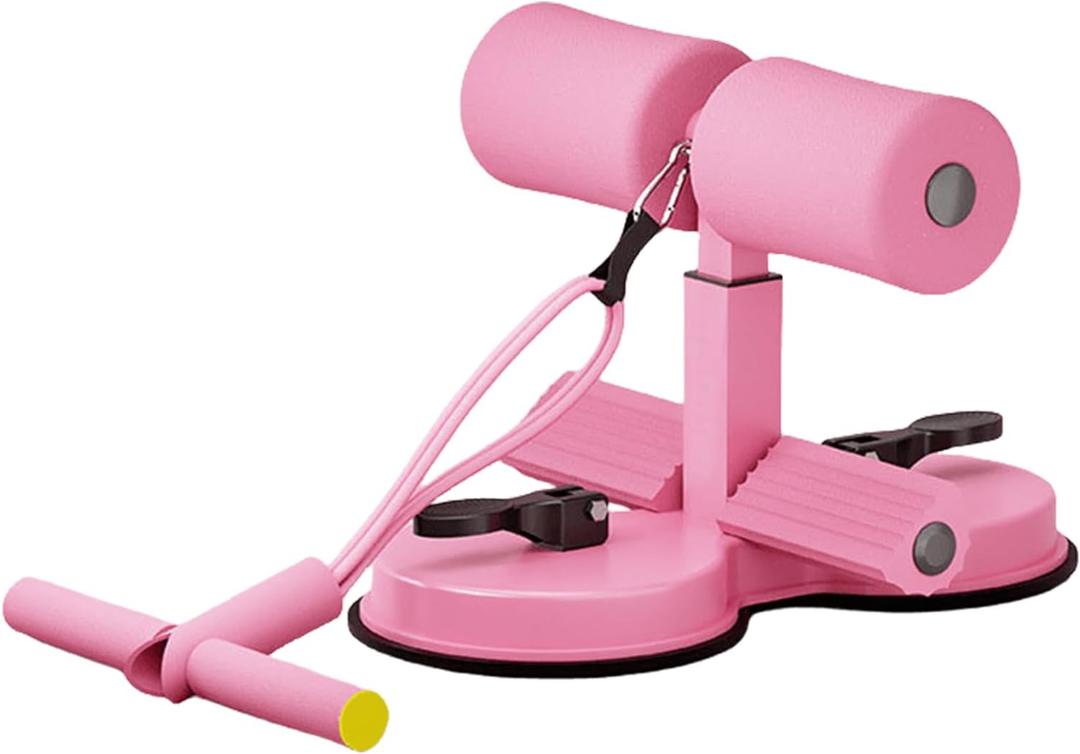 abs master sit up bar,sit ups foot holder with Elastic 2 Suction Cups and Pull Rope Portable Sit Up Assistant Device for Home Workout (pink)