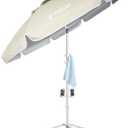 AMMSUN Shade Umbrella, Premium Portable Umbrella with Stand, 6.5ft Lightweight Free Standing Canopy for Sporting Games, Adjustable Instant Sun Protection and Easy to Carry, Beige