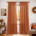 KOUFALL Burnt Orange Fall Curtains for Living Room,2 Panels Sheer Linen MCM Mid Century Modern Bohemian Curtains for Bedroom 84 Inches Long,Dark Orange