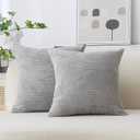 Grey Cushion Cover Striped Corduroy Cushion Cover Portectors for Bed Sofa Couch Chair Garden, Set of 2, 19x19in, Light Gray