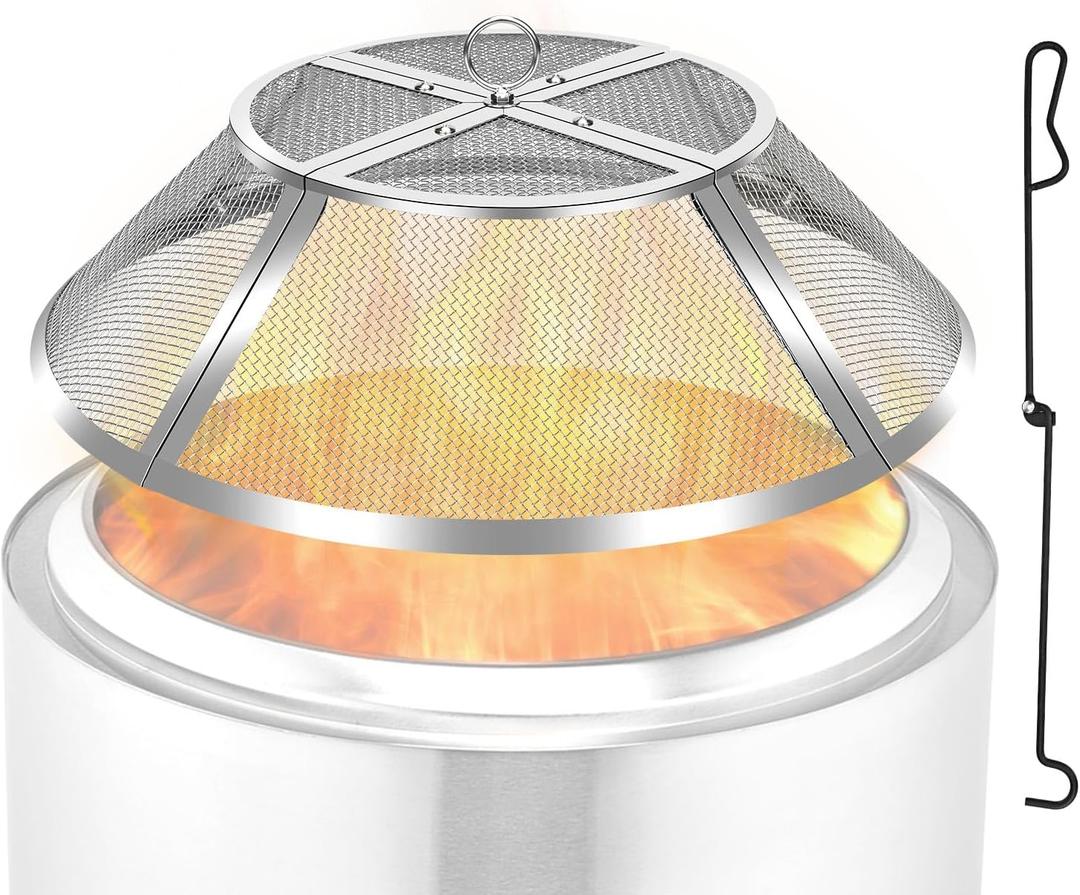 Fire Pit Shield for Solo Stove Ranger 15 Inch, Stainless Steel Spark Screen for Solo Ranger, Fire Pits Mesh Protector Cover Top Sparks Guard Outdoor Heavy Duty for Hot Embers-Silver