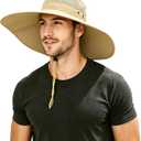 Men's Wide Brim Sun Hat-UPF 50+ Protection,Waterproof Bucket Hat for Fishing, Hiking, Camping,Breathable Nylon & Mesh