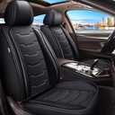 Seat Covers Fit for Hyundai Santa Fe 2007-2023 2024 2025: Full Set Leather Car Seat Covers Waterproof Automotive Seat Cushions Covers (2 Row 5 Seats, Black)