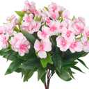 2 Pcs Artificial Impatiens Flowers for Outdoors Silk Flower Outside UV Resistant Fake Flowers Plants Bushes Pink Faux Impatiens for Outdoor Planters Front Porch Patio Garden Balcony Decor