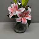 Artificial Flowers Tiger Lily Real Touch with Vase Easter Lily Pink Lilies Silk Faux Flowers Arrangements in Glass Vase with Faux Water Easter Decor Fake Floral Bulk Bouquet for Office Home Decor