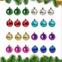24 Pack 1.2 inche Multicolor Mini Glitter Ball Balls Color Miniature Rustic Christmas Tree Ornaments Set of 8 Mini Christmas Tree Decorations for Small Trees
