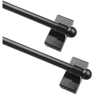 Multi Functional Hanging Pole Magnetic Curtain Rods For Metal Doors No Tools Required, Multi-Use Adjustable Appliance For Windows Iron Steel Places09-16 Inch 2 Pack,Black