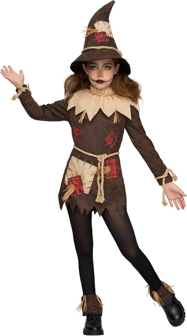 Spooktacular Creations Scary Scarecrow Costume for Girls, Halloween Costume for Kids, Creepy Scarecrow Outfit (Large(10-12 yrs))