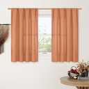 LAMIT Short Linen Curtains 45 Inches Long for Cafe 2 Panels, Terracotta Light Filtering Privacy Panels Rod Pocket Neutral Fall Decor Drapes for Bedroom/Window/Loft Room, 42 x 45 Inch