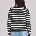 ANRABESS Women Striped Cardigan Sweaters Button Down Cropped Knit Lady Jackets Coat 2025 Fall Outfits Trendy Clothes (Black, XL)