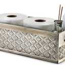 Creative Scents Dublin Silver Bathroom Decor Box Toilet Paper Holder Storage Basket - Decorative Toilet Tank Topper Bathroom Storage Organizer - Bathroom Sink Organizer Countertop Container