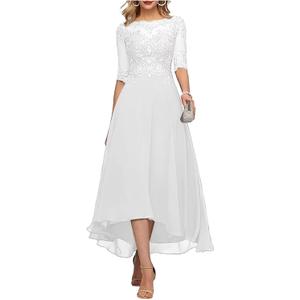 TIRAS Lace Appliques Mother of The Bride Dresses A line 3/4 Sleeves Tea Length Chiffon Formal Wedding Party Prom Gowns (4, White) TIRAS Lace Appliques Mother of The Bride Dresses A line 3/4 Sleeves Tea Length Chiffon Formal Wedding Party Prom Gowns (4, White)