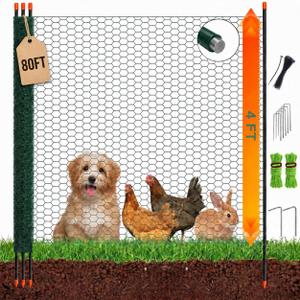 4x80FT Wire Mesh Temporary Fence with Columns, Hexagonal Garden Fence