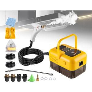 Steam Cleaner for Home, Handheld 2500W High Pressure Steamer for Cleaning, 9-Level Multipurpose Steam Cleaner for Car Detailing Floor Upholstery Kitchen Bathroom Grout Tile, 14 Accessories (Yellow)
