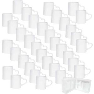 36pcs Sublimation Mugs, 11oz White Coffee Cup Set, Ceramic Coffee Mug, with Foam Box, Machine Washable, White Ceramic Cups Bulk Mugs for Tea Latte Hot Cocoa (Heart)