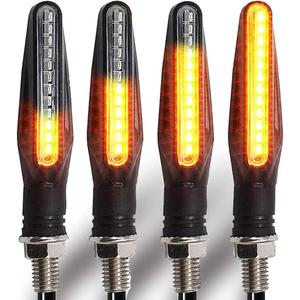 BlyilyB Motorcycle Blinkers Indicator Turn Signal Amber Flowing Sequential Universal Lamp (Pack of 4)