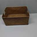 Hipiwe Seagrass Storage Basket Bin Rectangular Handwoven Wicker Storage Box with Handle Opened Baskets Box for Shelf Organizing Closet Bathroom, Caramel, Medium