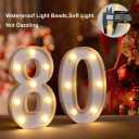 Warm White LED Light Up Number 80, 80th Birthday Decor for Her Him,Table Centerpieces & Backdrop Wall Décor,Lighted Marquee Sign for 80th Wedding Anniversary Décor