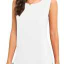Women's Sleeveless Chiffon Tank Top Business Casual Blouse Tunic Top (XX-Large, White)