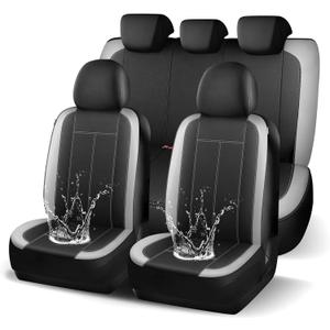 Neoprene EVA Waterproof Seat Covers, Premium Cloth Car seat Covers Full Set, Airbag Compatibable, Durable, All Season Protection Universal for Most Cars,Trucks,SUVs(Black LightGray 816)