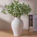 Ceramic Flower Vase Home Decor, 9 in Farmhouse Table Vase Rustic Vintage Living Room Kitchen Bedroom Pottery Decorative Vases for Flowers House Shelf Office Coffee Desk Dining Entryway Decor, White