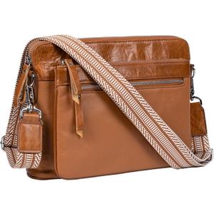 Genuine Leather Crossbody Bags for Women - Cute Small Crossbody Purse with Wide Strap for Travel, Work & Daily