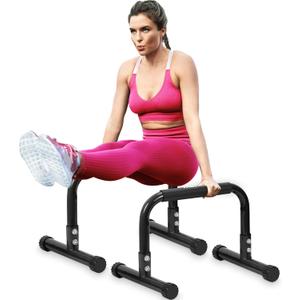 TABEKE Push Up Bar, 14'' High Steel Parallettes & Dip Bar with Full Coverage Foam Handle, Heavy-Duty Calisthenics Parallel Bars for L-Sit, Dips, Home Gym Strength Training Workout