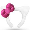 Kitty Headband with Pink Bow Cute White Cat Ears Hairband Chirtmas Presents for Girls Women