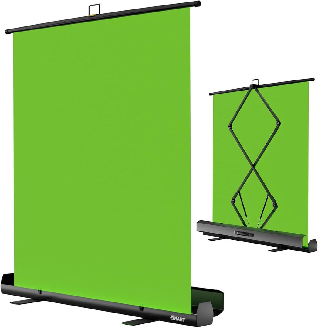 EMART Upgrade Green Screen, 61x72in Collapsible Chroma Key Panel for Background Removal, Portable & Retractable Wrinkle-Resistant Backdrop with Stand for Streaming, Photographic Studio, TikTok