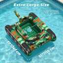 JOSEN Inflatable Tank Pool Float, Swimming Pool Floaties Tank with Water Cannon Gun, Swim Raft Water Battle Fun for Lake, Pool Party, Beach & Backyard for Adults-Green, 51 inches (width) x 57 inches (length)