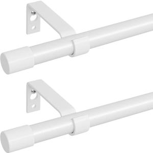 2 Pack White Curtain Rods for Windows 48 to 84 inch, Heavy Duty Adjustable Window Curtain Rod for Living Room, 5/8 inch Diameter Metal Standard Drapery Rod Set with Bracket, Easy Install - White