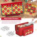 MODFUNS Christmas Ornament Storage Box 128 Ornaments Christmas Ornament Storage 600D Oxford Fabric Christmas Storage Box with Dual Zippers and Outter Pocket Large Organizer Bin for Xmas Decorations (Red)