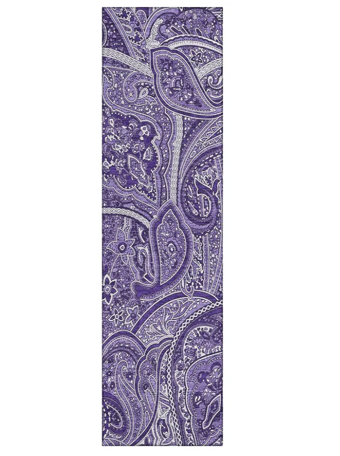Addison Rugs Chantille ACN623 Purple 2'3" x 7'6" Indoor Outdoor Hallway Runner Rug, Stain Resistant Washable Kitchen Area Carpet for Bathroom, Laundry and Bedroom Rug