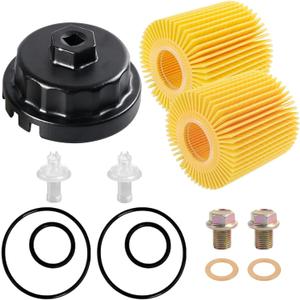 04152-yzza1 Oil Filter Change Kit with 64mm Oil Filter Wrench, Oil Drain Plug & Gasket for Toyota Tacoma Camry Tundra RAV4 Highlander Lexus ES/RX/Sienna