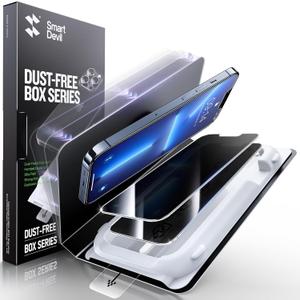 SMARTDEVIL 2 Pack Privacy Screen Protector for iPhone 13 Pro/13/14, [Anti-Spy] [Military-Grade Shatterproof & 9H Hardness] Tempered Glass, [Easy Installation] Bubble-Free & Case-Friendly, Dust-Free Box