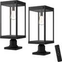 20'' Large Solar Post Lights with Pier Mount Base, Adjustable 3000K/4000K/6000K & Dusk-to-Dawn Sensor, Remote Control, Waterproof Aluminum Pillar Lighting for Patio/Garden/Yard, 2-Pack