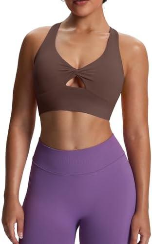 Aoxjox Women's Workout Sports Bras Twist Front Fitness Training Gym Bra Yoga Crop Lola Tank M