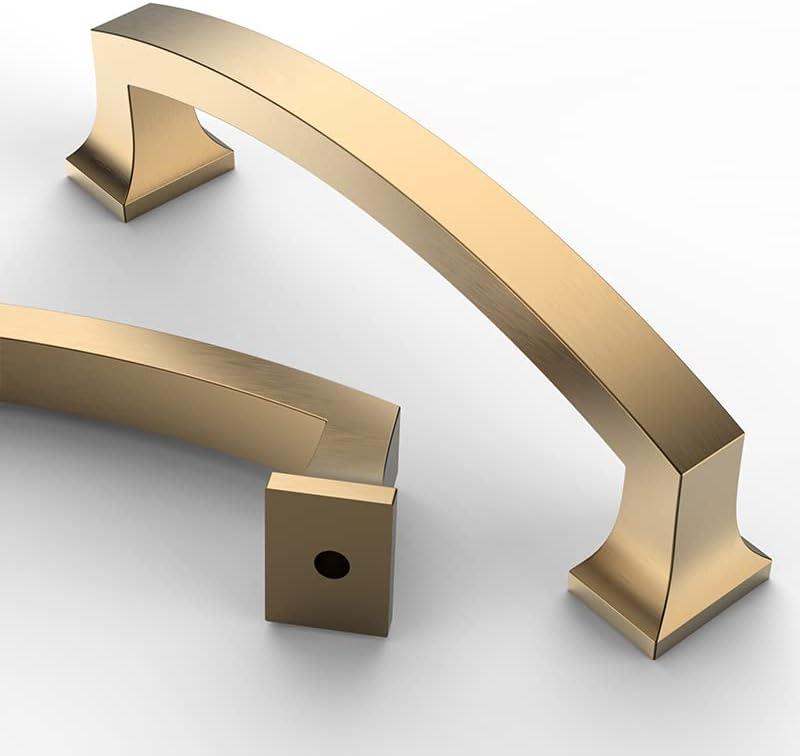 Asidrama 10 Pack 4 Inch(102mm) Hole Centers Champagne Bronze Kitchen Cabinet Handles, Gold Cabinet Pulls Kitchen Cabinet Hardware for Cupboard Drawer Pulls