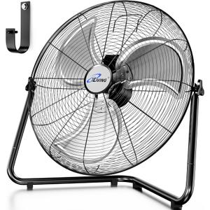 iLIVING 20 Inch Heavy Duty Floor & Wall Mount Fan - 5750 CFM High Velocity, 120-Watt, 3-Speed, Industrial Cooling for Garage, Workshop, Office, Home - UL Listed, Black