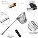 Fishing Landing Net with Aluminum Telescoping Pole 75" Long Handle,Rubber Coated Nylon Mesh,for Steelhead,Salmon,Fly,Kayak,Catfish,Bass,Trout,Shrimp,Crab,for Easy Catch & Release,Extend to 75 Inch