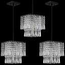 3 Pack 1 Light Hanging Modern Kitchen Island Square 8" Crystal Shade Pendant Light Fixture,Black Finish for Bar,Dining Room,Corridor,Living Room Over Sink