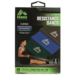 RBX Flat Latex Free Resistance Bands 3 Levels 3 Pack