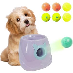 Automatic Dog Ball Launcher for Small to Medium Dogs, Interactive Pet Toy with Balls (Purple)