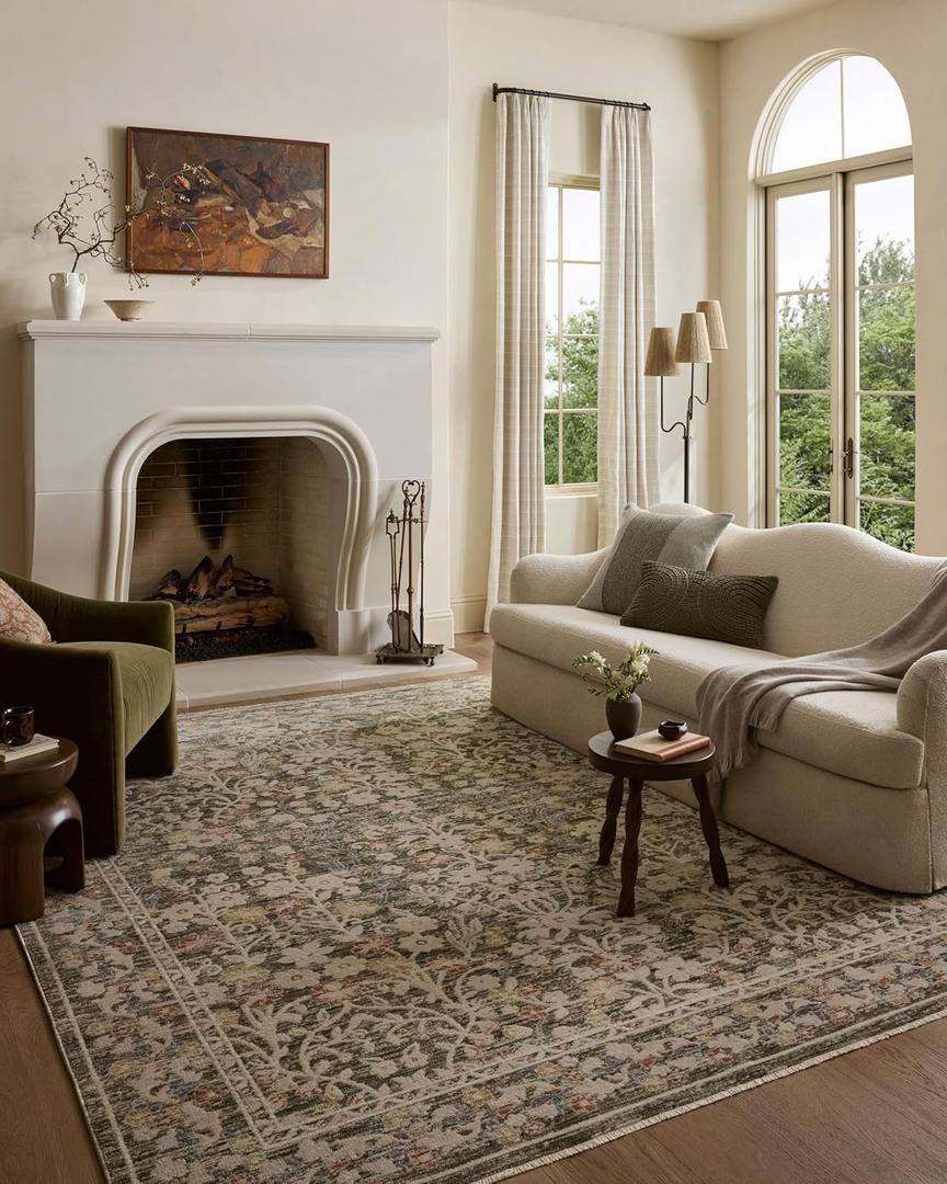 Loloi Clarisse Collection CLS-05 Olive/Multi 7'-10" x 10'-2" Fringe Area Rug