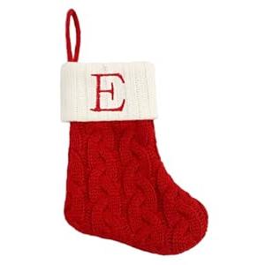 8 Inch Mini Christmas Stockings, Small Xmas Stockings with Monogram Initial, Classic Red White Xmas Decor for Mini Christmas Tree, Fireplace, Holiday Decor, Party Favors, Gift Stocking (E)
