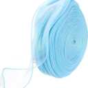 MECCANIXITY 1 1/2" Wide Sparkly Sheer Wired Organza Ribbon Pastel Chiffon Ribbons 40 Yard Sky Blue for Gift Wrapping Bouquet Wedding Cake Bows