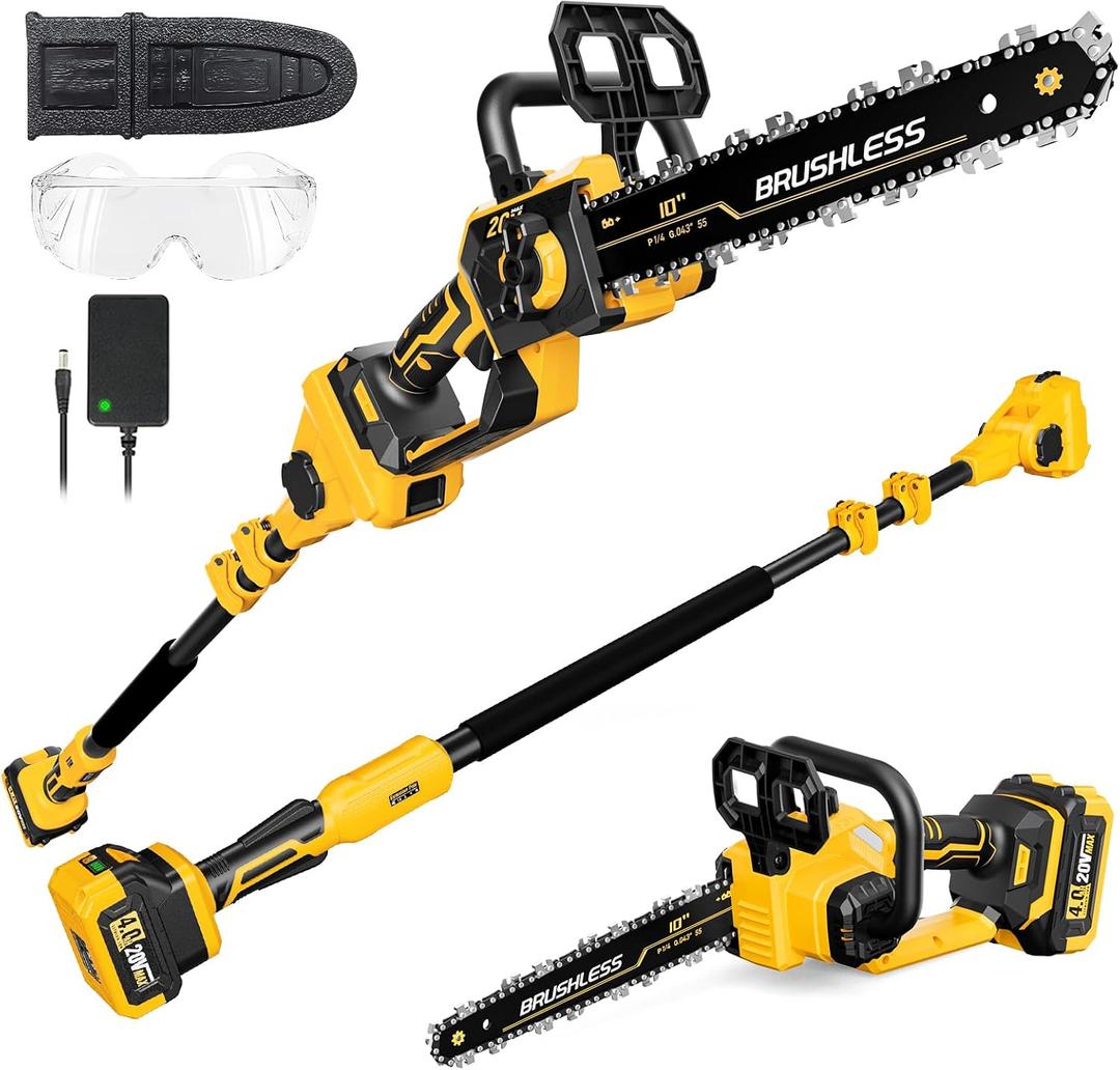 2-in-1 Cordless 10-Inch Pole Saw & Chainsaw for Dewalt 20V Battery