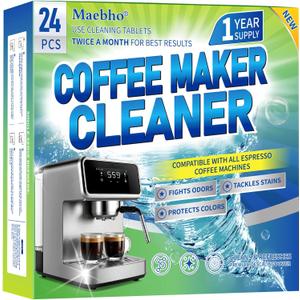 Coffee Maker Cleaner & Descaler Tablets - 24 PCS Uses for Keurig, Ninja, Breville, Delonghi, Miele, Jura and More, Coffee Machine Claening Tablets Removes Limescale -1Year Supply