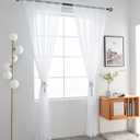 SpaceDresserWhite Kitchen Sheer Valance Curtains 36 Inch, Voile Sheer Cafe Curtains for Bathroom Farmhouse Country Light Filtering Short Window Curtain 1 Pair 2 Panels(White,52 W x 36 L)